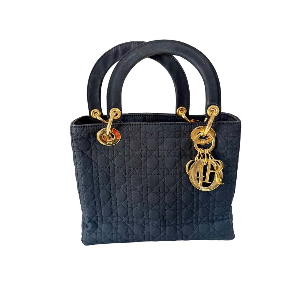 Christian Dior Black Quilted Cannage Lady Dior Top Handle Bag Gold Hardware - Picture 9 of 9